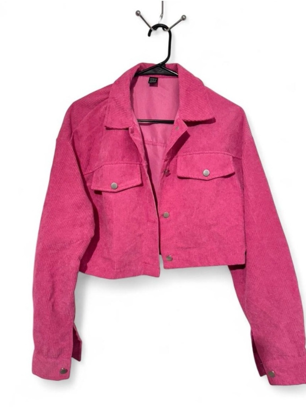 SHEIN Cropped Corduroy Jacket - Hot Pink never use